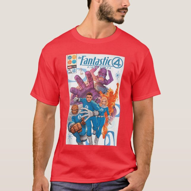The Fantastic Four First Steps Comic Book Cover Ar T Shirt (Framsida)