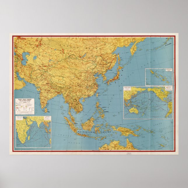 The Far East and Adjoining Areas (Map 1943) Poster (Framsidan)