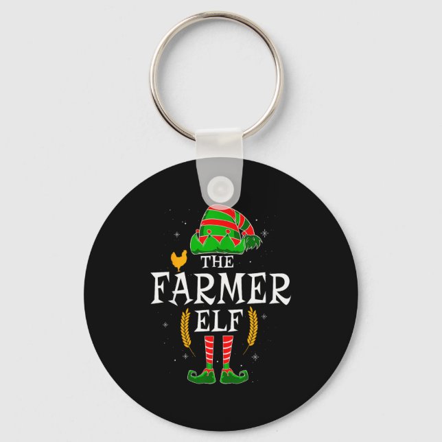 The Farmer Elf Group Matching Family Christmas Far Nyckelring (Framsida)