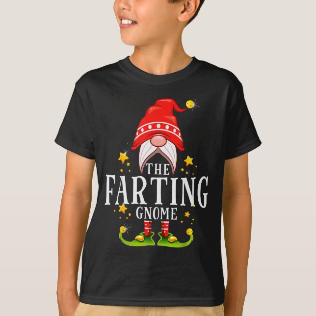 The Farting Gnome Christmas Matching  T Shirt (Framsida)