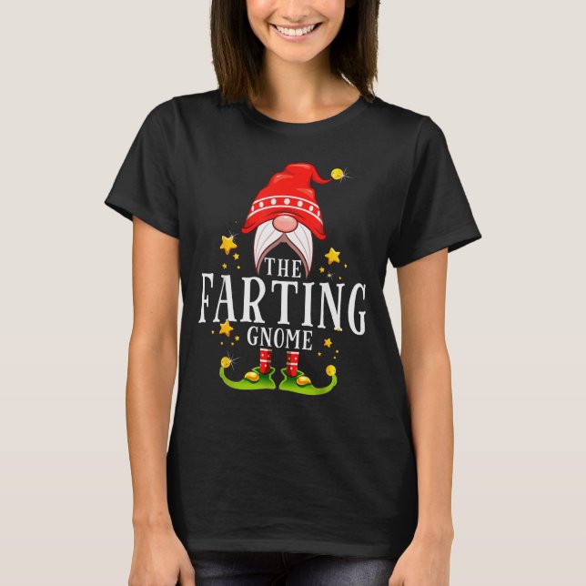 The Farting Gnome Christmas Matching  T Shirt (Framsida)