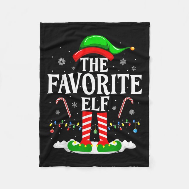 The Favorite Elf Funny Xmas Matching Family Christ Fleecefilt (Framsidan)