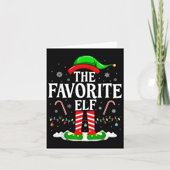 The Favorite Elf Funny Xmas Matching Family Christ Kort (Framsida)