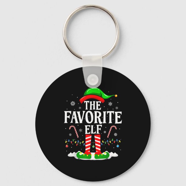 The Favorite Elf Funny Xmas Matching Family Christ Nyckelring (Framsida)
