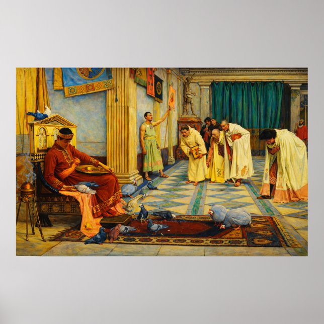 The favourites of Emperor Honorius by Waterhouse Poster (Framsidan)