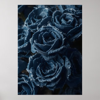 The Fierce Grace of Reconstructed Denim Roses Poster