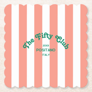 The Fifty Club Peach Beach Stripe 50-årsdag Underlägg Papper