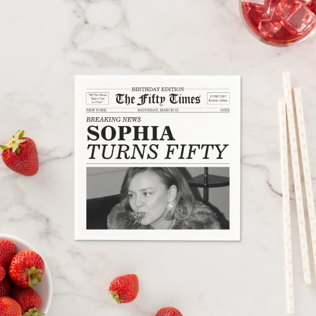 The Fifty Times Newspaper 50-årsfirande Pappersservett (Insitu)