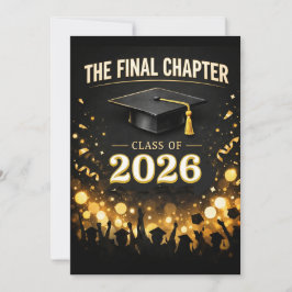 The Final Chapter Elegant Graduation Party Custom Inbjudningar