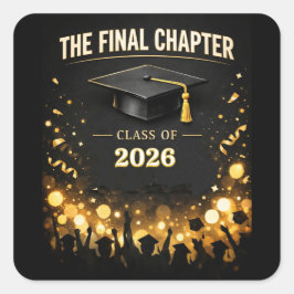 The Final Chapter Graduation 2026 Custom Sticker  Fyrkantigt Klistermärke