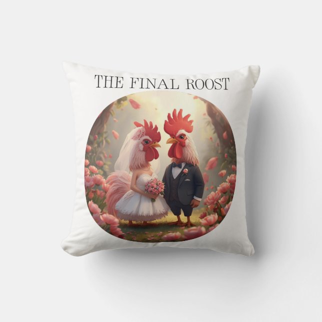 The Final Roost – Cute Rooster Wedding Bachelorett Kudde (Framsida)