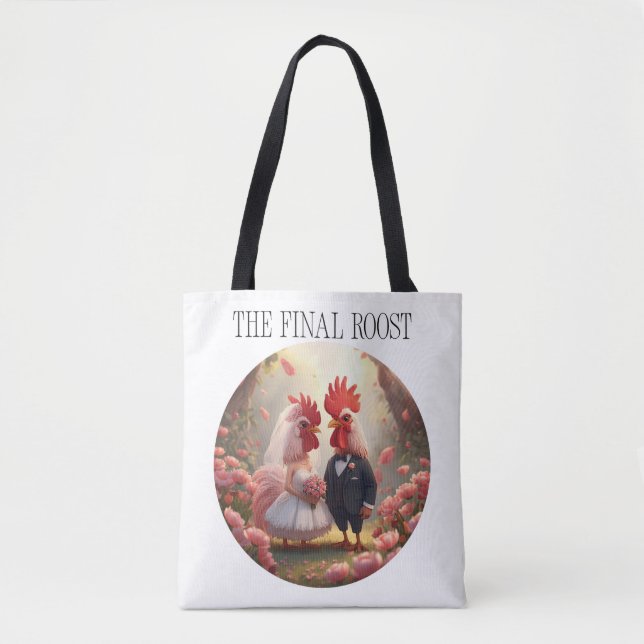 The Final Roost – Söta Tupp Bröllop Möhippa Tygkasse (Framsida)