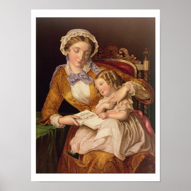 The First Lesson, pub. från Baxter, 1855 (utskrift Poster (Framsidan)