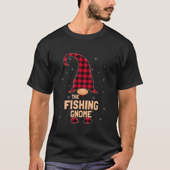 The Fishing Christmas Gnome Pajama  T Shirt (Framsida)