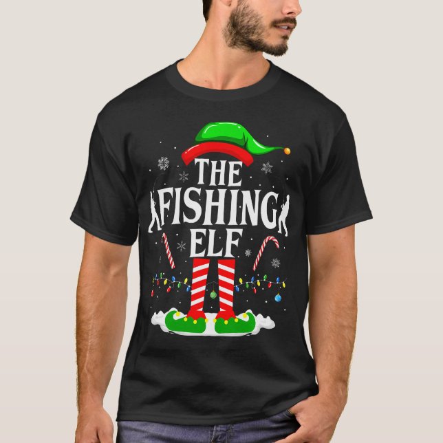 The Fishing Elf Xmas Funny Fisherman Christmas Fis T Shirt (Framsida)