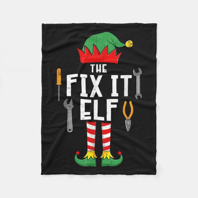 The Fix It Elf Christmas Family Matching Xmas Grou Fleecefilt (Framsidan)