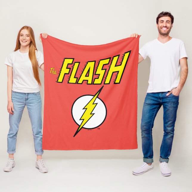 The Flash Name & Lightning Bolt Logo Fleecefilt (På plats)