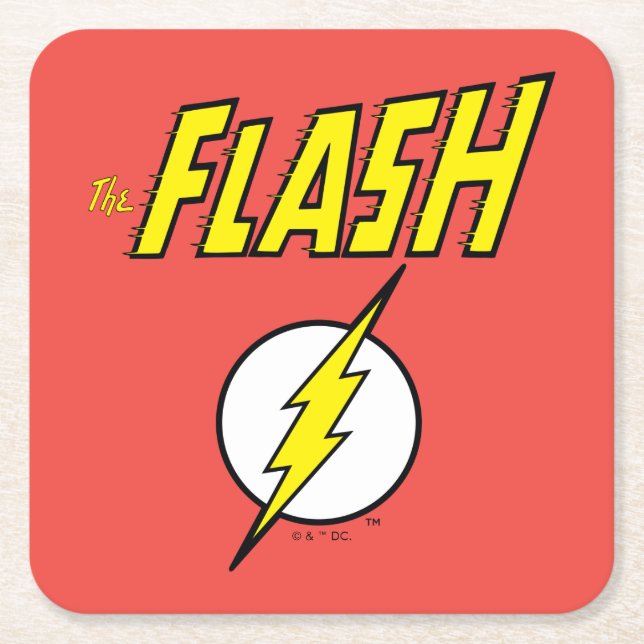 The Flash Name & Lightning Bolt Logo Underlägg Papper Kvadrat (Framsidan)