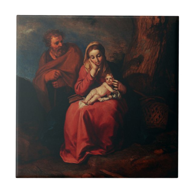 The Flight into Egypt by Abraham Bloemaert  Kakelplatta (Framsidan)