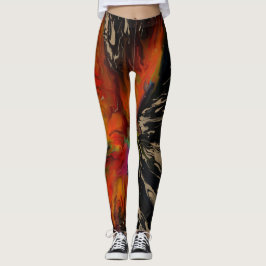 The Flight of the Phoenix – Fiery Abstract Rebirth Leggings