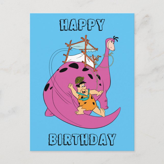 The Flintstones | Fred glider nedför svansen Vykort (Framsida)