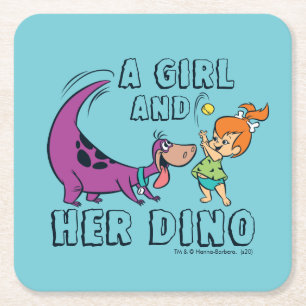 The Flintstones Pebbles & Dino Play Ball Underlägg Papper Kvadrat