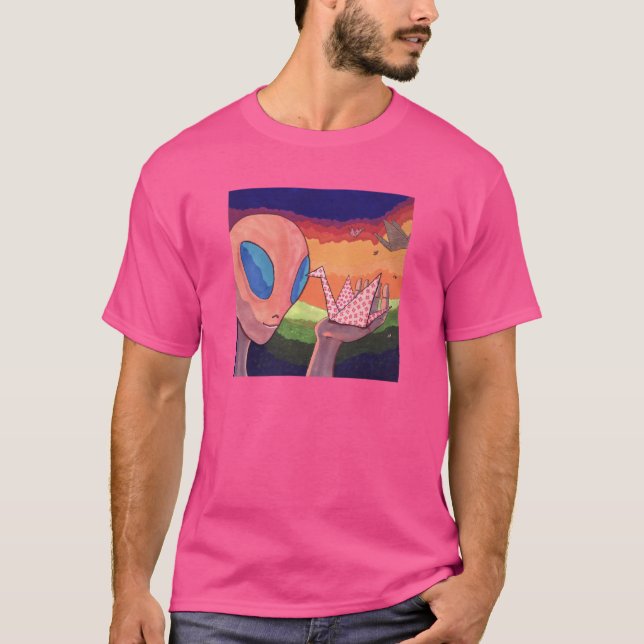 The Floating Memories - Aliens and Origami Cranes T Shirt (Framsida)