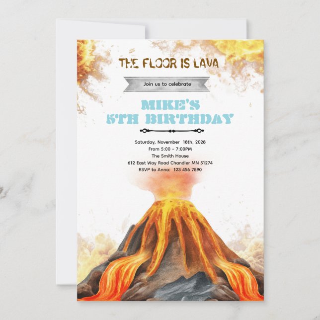 The Floor is Lava birthday party invitation Inbjudningar (Framsida)