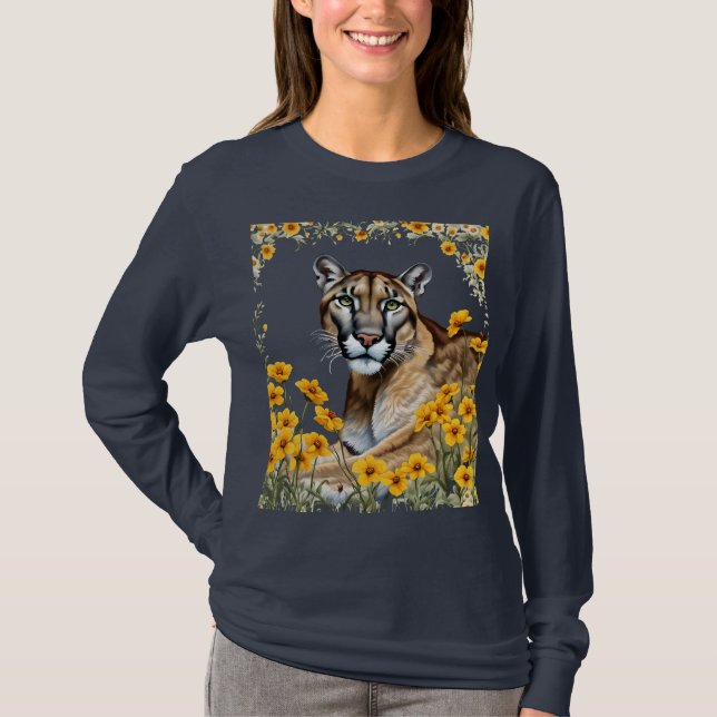 The Florida Panther With Coreopsis Border T Shirt (Framsida)