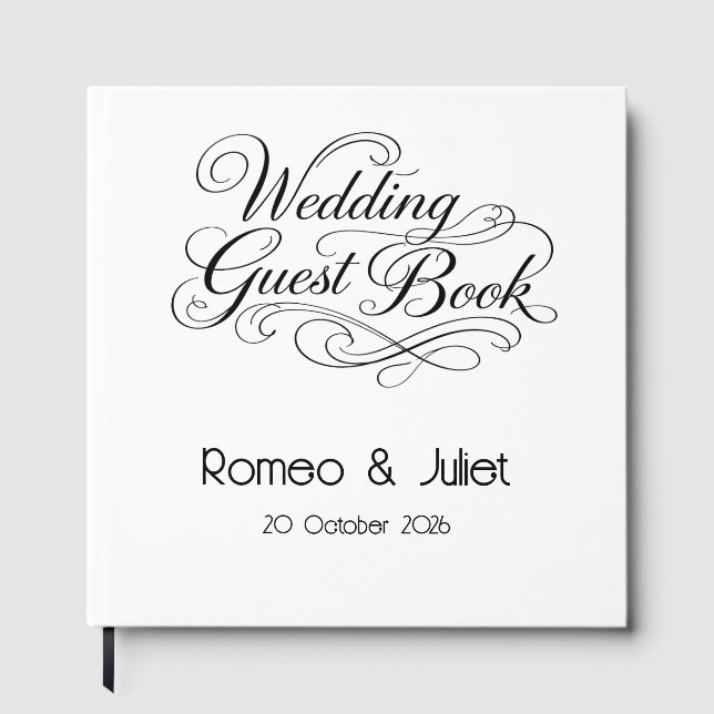 The Flourished Script Wedding Guest Book Gästböcker (Framsida)