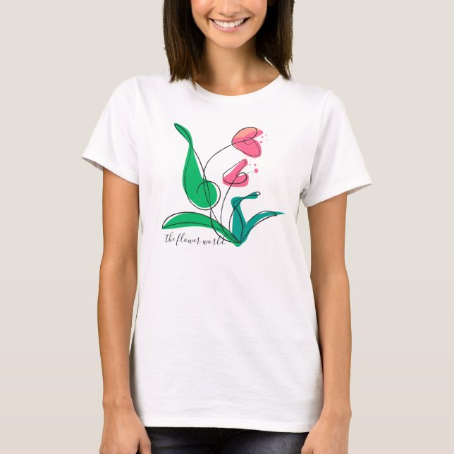 the flower line art t shirt (Framsida)