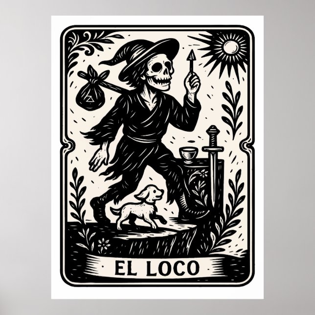 The Fool Tarot Card Art Print Poster (Framsidan)