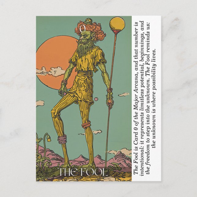 The Fool Tarot Card Mystical Major Arcana Art  Vykort (Framsida)