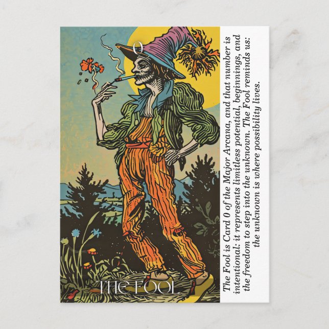The Fool Tarot Retro Mystical Major Arcana Art  Vykort (Framsida)