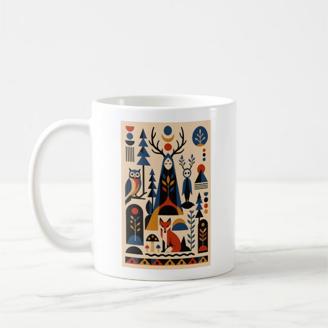 The Forest Remembers – Geometric Art Mug Kaffemugg (Vänster)