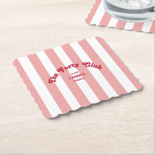 The Forty Club Rosa Cabana Stripe 40-årsdag Underlägg Papper