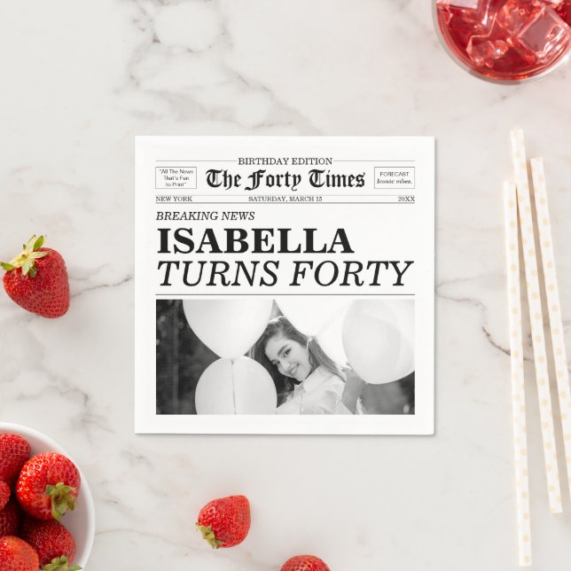 The Forty Times Newspaper 40th Birthday Pappersservett (Insitu)