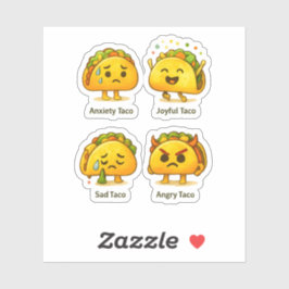The Four Moods of Tacos Funny Vinyl Sticker Sheet Klistermärken