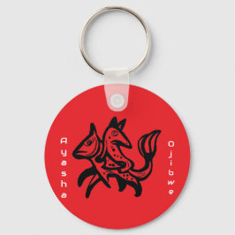 The Fox and The Trout | Native Wildlife Art Red Nyckelring