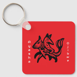 The Fox and The Trout | Native Wildlife Art Red Nyckelring