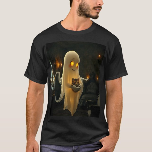 The Friendly Ghost and His Cat T Shirt (Framsida)