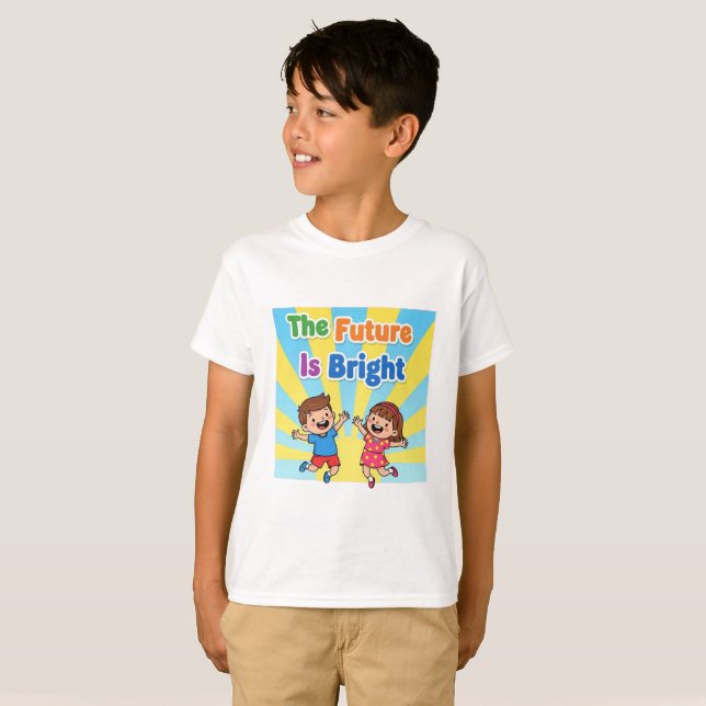 The Future Is Bright Kids T-Shirt (Hel framsida)