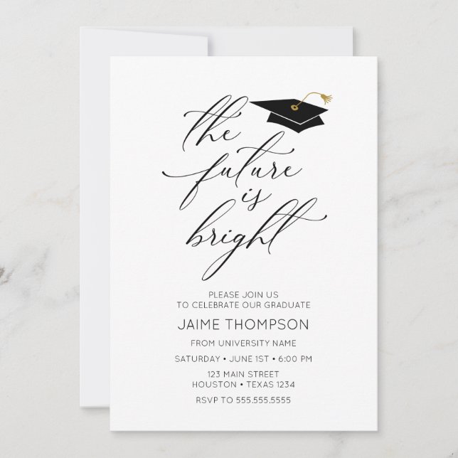 The future is bright Modern Graduation Invitation Inbjudningar (Framsida)