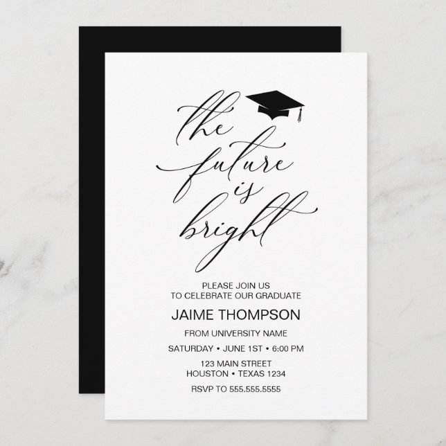 The future is bright Modern Graduation Invitation Inbjudningar (Fram/baksida)