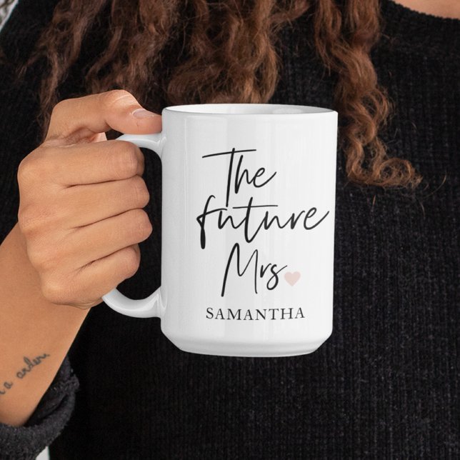The Future Mrs och Ditt Namn | Modern Skönhetspres Två-Tonad Mugg (Skapare uppladdad)