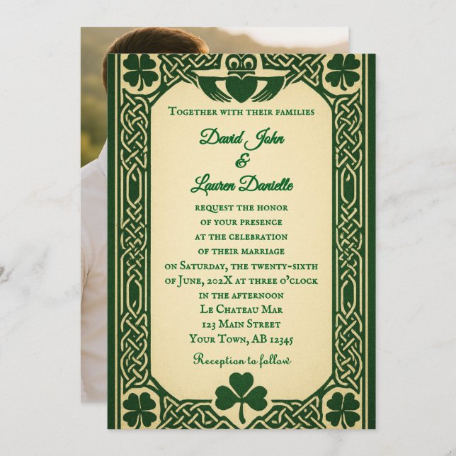 The Gaelic Seal Photo Wedding Invitation Inbjudningar (Fram/baksida)