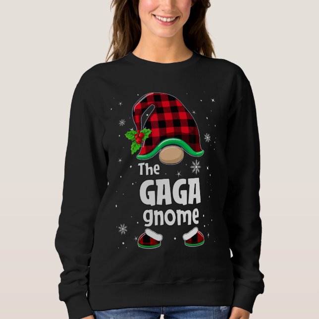 The Gaga Gnome Buffalo Plaid Christmas Matching Fa T Shirt (Framsida)