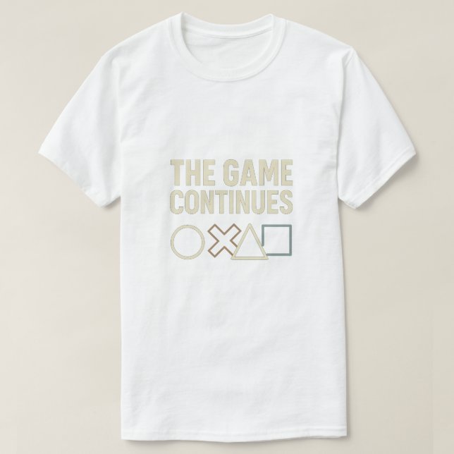 The Game Continues - Play-Inspired Neon Symbols De T Shirt (Design framsida)