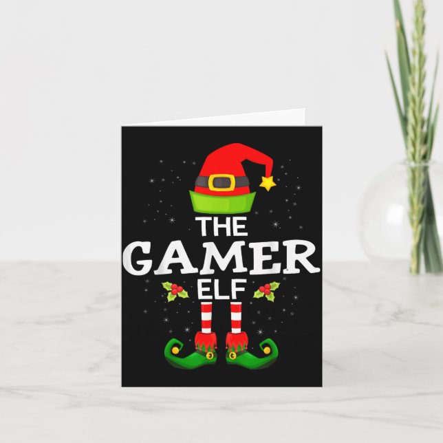 The Gamer Elf Christmas Family Matching Pajama  Kort (Framsida)