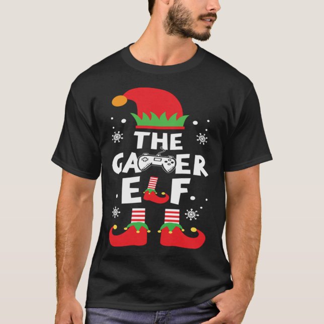 The Gamer Elf Clothing Holiday  Cool Christmas Gam T Shirt (Framsida)
